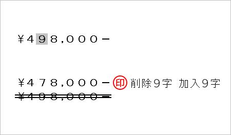 数字の丁寧な訂正の仕方